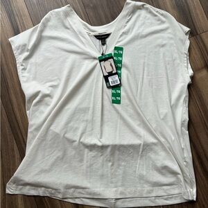 Banana Republic White Short Sleeve V-Neck Top